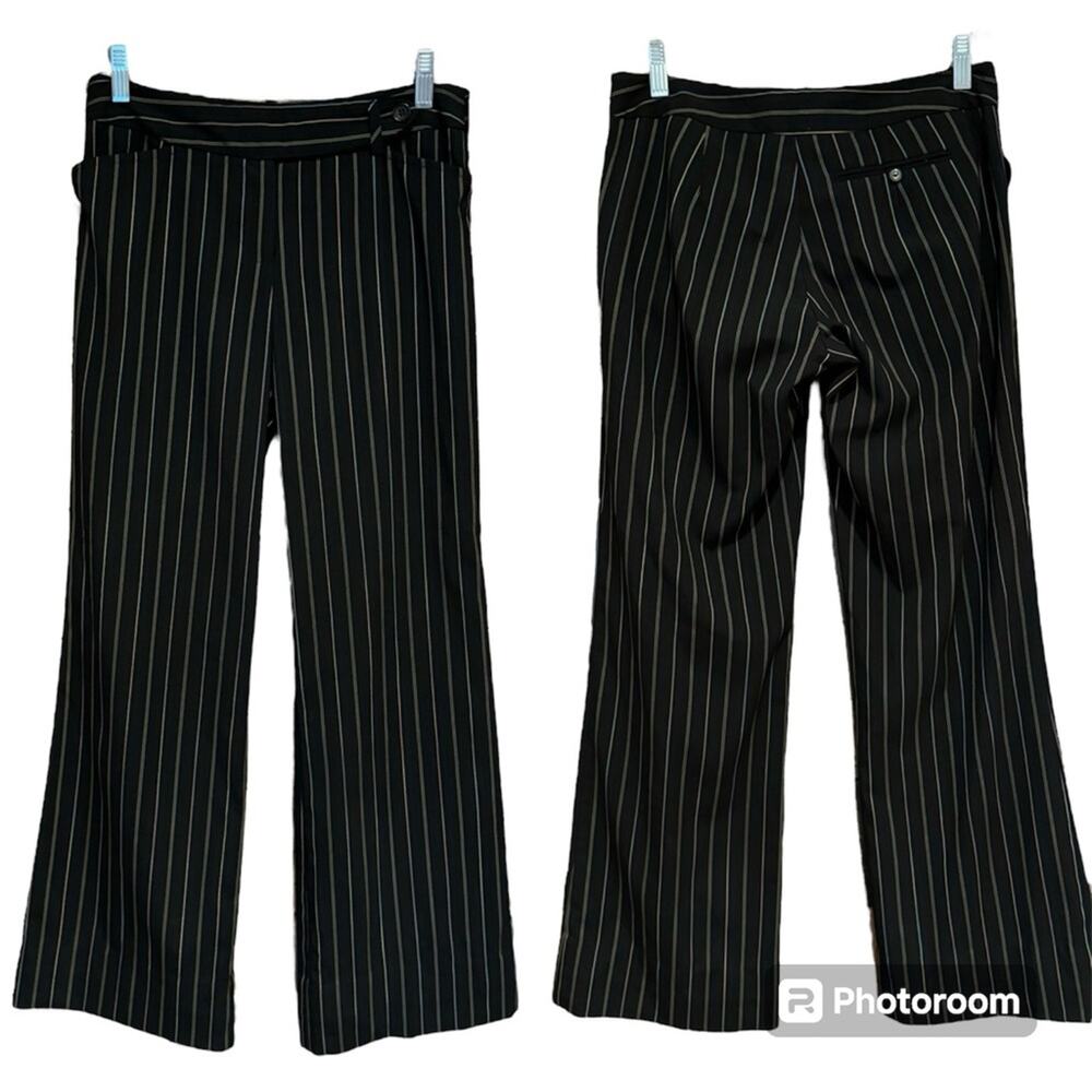 Trina Turk Y2K Pinstripe Low Rise Bootcut Trouser 0 Black Officecore Preppy 2000